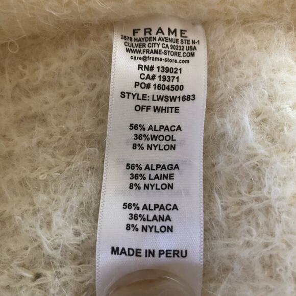 Frame Denim Lounge Cardi in Off White Alpaca Large NWT - Picture 10 of 14
